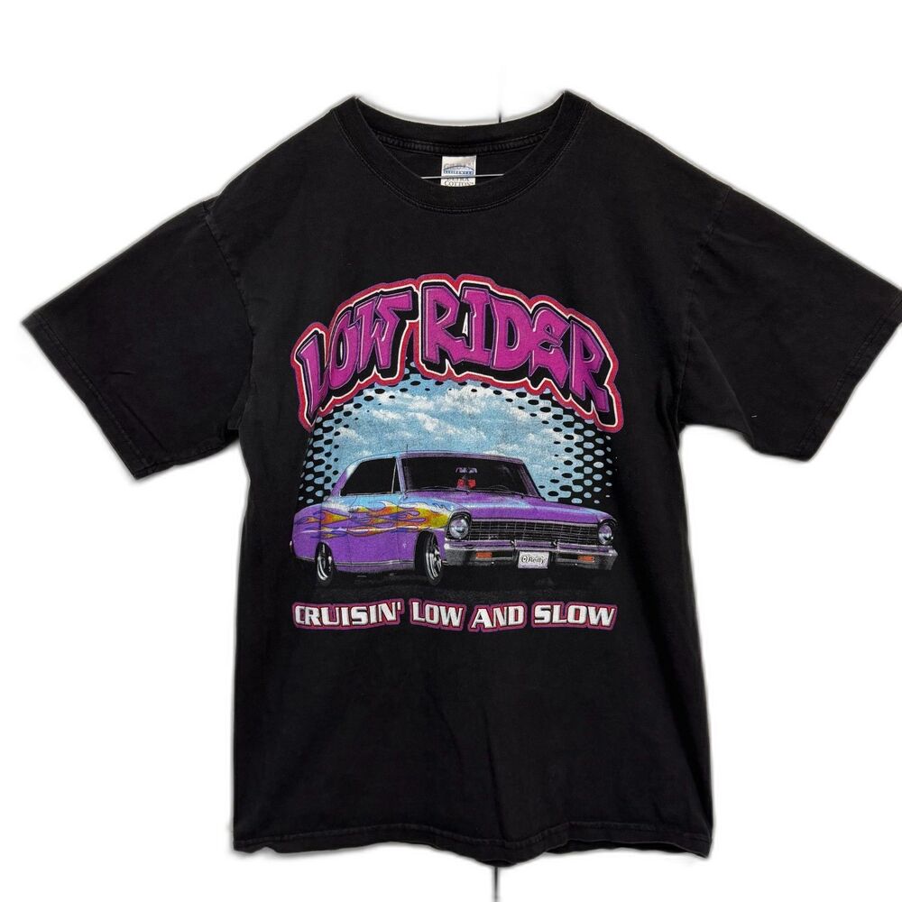 Gildan Low Rider Graphic T-Shirt Men Large Black Cruisin Low Slow Vintage 90s